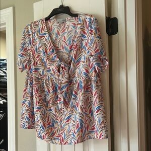 Luukse Multicolor Leaf Print Blouse